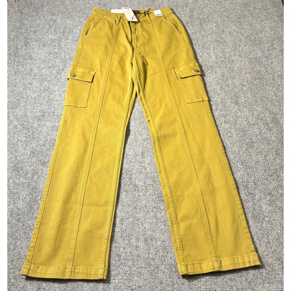 Judy Blue Cargo Pants Womens 5/27 Mustard Yellow High Waist Wide Leg NEW JB88842
